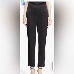 St. John Caviar Emma Satin Ankle Black Pants